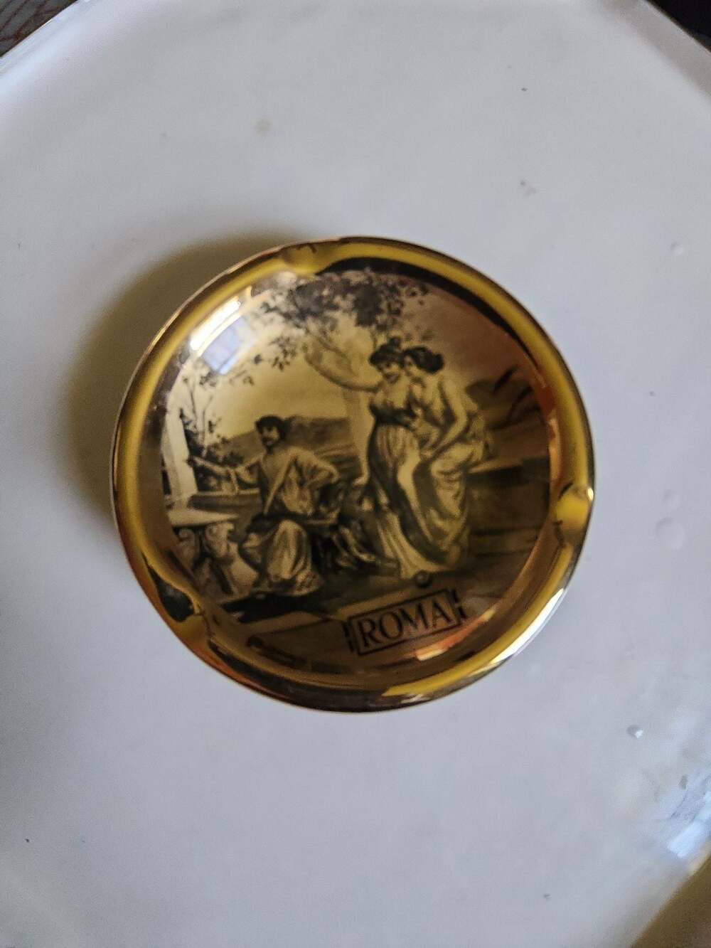 Vintage Florentine Hand Made In Italy Roma Decorative Ashtray